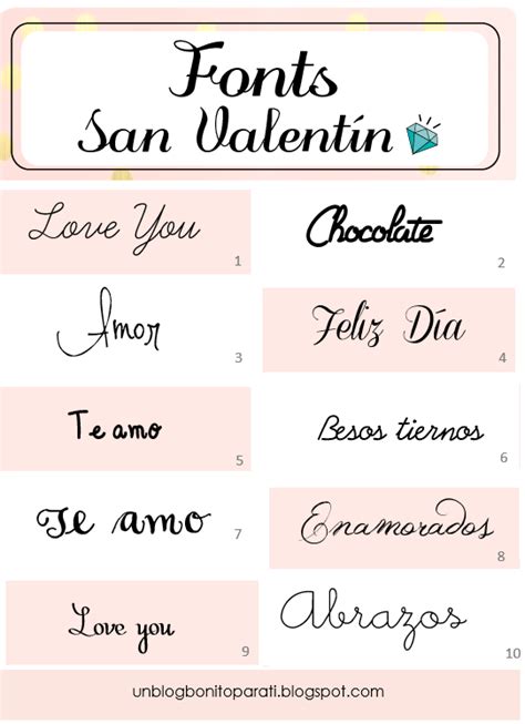 Tipos De Letras Para San Valentín Mi Diamante Azul
