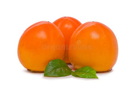 Persimmon On White Background Stock Image Image Of Fresh Leaves