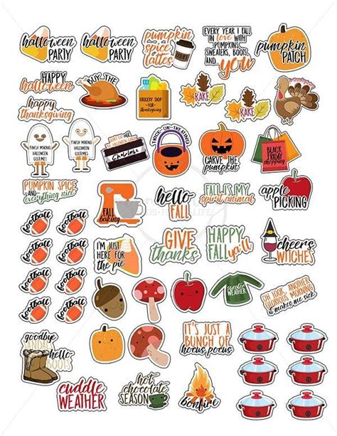 Free Fall Planner Stickers 38 Different Designs Planner Stickers