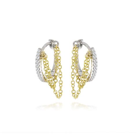 Diamond Huggie Earring With Chain Huggies Earrings Unique Diamond