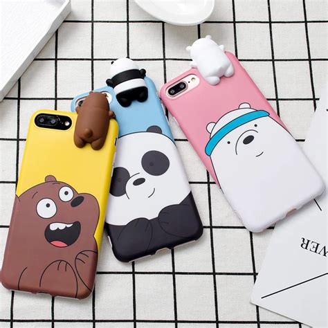 3d Cute Cartoon We Bare Bears Brothers Funny Toys Soft Phone Case For