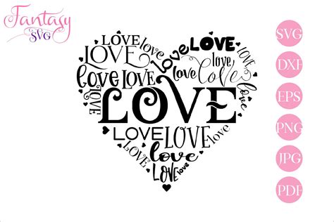 Love Words Svg Cut File For Silhouette And Cricut