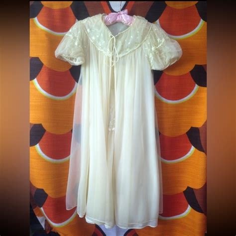 intimates and sleepwear vintage 5s 60s gotham gold stripe peignoir set lingerie nightgown poshmark