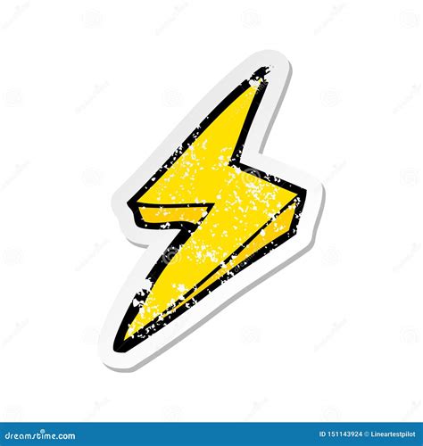 A Creative Retro Distressed Sticker Of A Cartoon Lightning Bolt Symbol