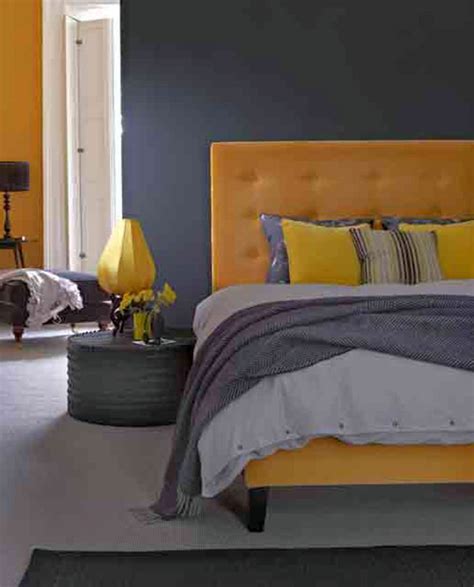 Modern Yellow Gray Bedroom