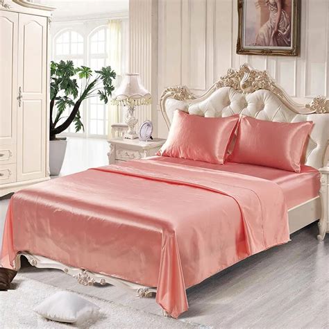 Pure Satin Silk Bedding Set Queen Twin Size 4pcs Home Textile King Size