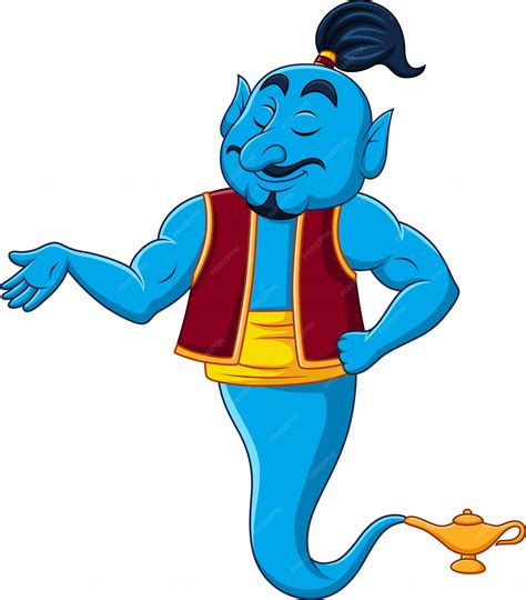 Premium Vector Cartoon Genie Presenting