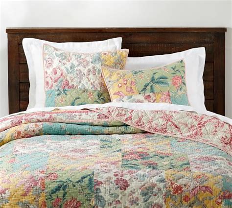 Shirley Floral Reversible Patchwork Quilt Sham Pottery Barn Simple Bed Beautiful Bedding