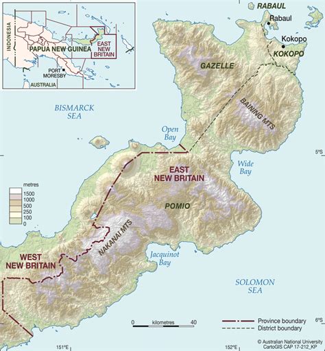 Map Of East New Britain Province Source Australian National