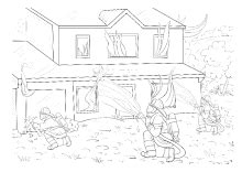 Wie alle kalmare besitzt der riesenkalmar zehn arme, um die mundöffnung gruppiert, wovon zwei zu tentakeln umgebildet sind. brennendes haus malvorlage | Coloring and Malvorlagan