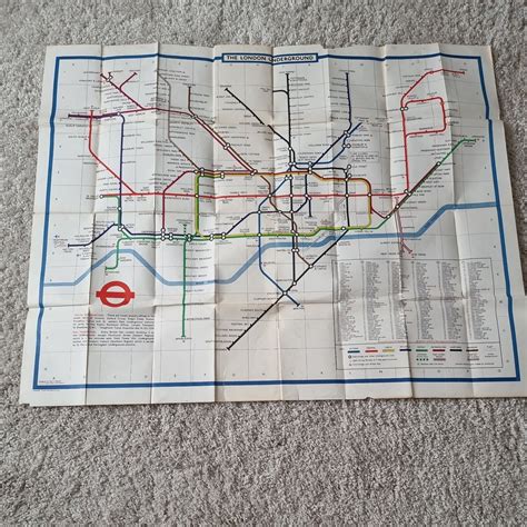 Giant Vintage London Underground Map Grelly Uk