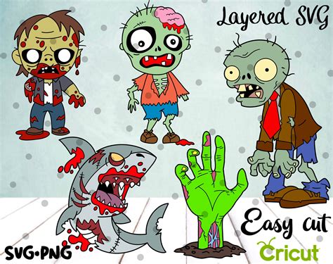 Zombie Bundle Svg Layered Cut File Easy Cut Cricut Halloween Etsy