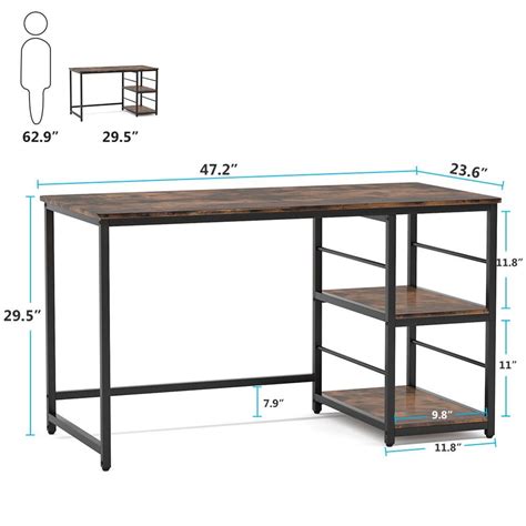 Tribesigns Inch Computer Desk With Tier Storage Shelves Rustic