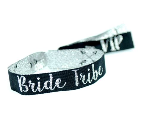 Silver And Black Team Bride And Bride Tribe Hen Party Wristbands Wedfest