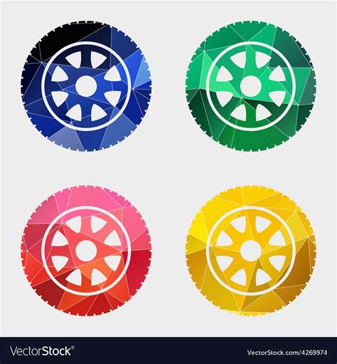 Car Wheel Icon Abstract Triangle Royalty Free Vector Image