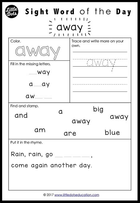 Free Pre K Dolch Sight Words Worksheets Set 1