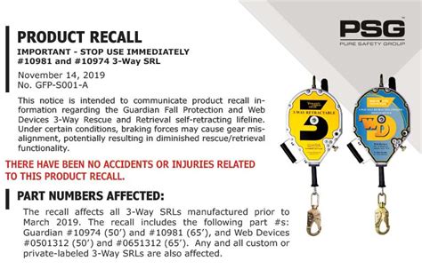 Pure Safety Group Issues Recall Of Fall Protection Devices 2019 11 20