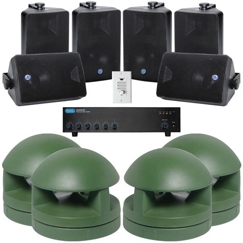 Outdoor Commercial Sound System With 8 In Ground Speakers And 6 Weather