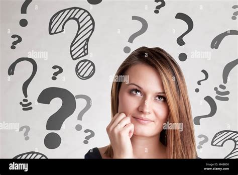 Woman Thinking Question Marks Hi Res Stock Photography And Images Alamy