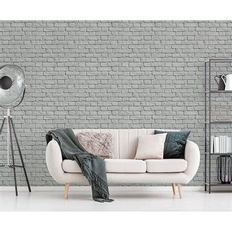 Uw24764 Cologne Grey Painted Brick Wallpaper By Brewster