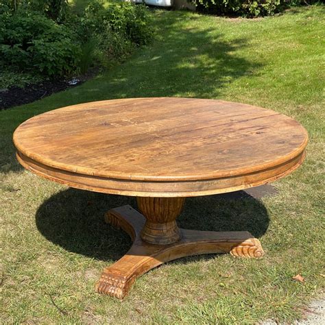 Sold 62″d Reclaimed Wood Round Dining Table With Urn Form Pedestal