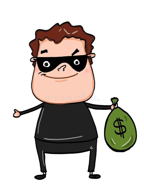 Cute Thief Character Vector Cartoon Illustration Bandit With Bag Stock Vector Illustration