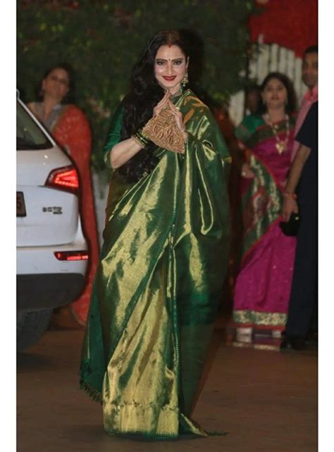 Rekha Ji In A Green Kanjivaram Saree Saree Designs Indian Saree