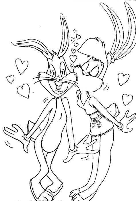 Lola Bunny Kiss Bugs Bunny Coloring Pages Download And Print Online