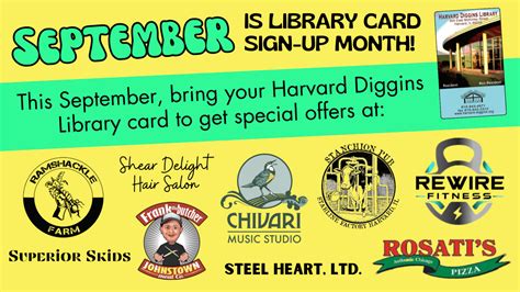 Library Card Sign Up Month 2023 Harvard Diggins Library