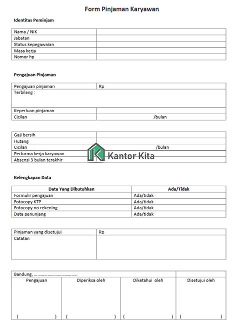 Form Pinjaman Karyawan Excel Homecare24