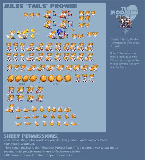 Sonic Tails Sprite Sheet