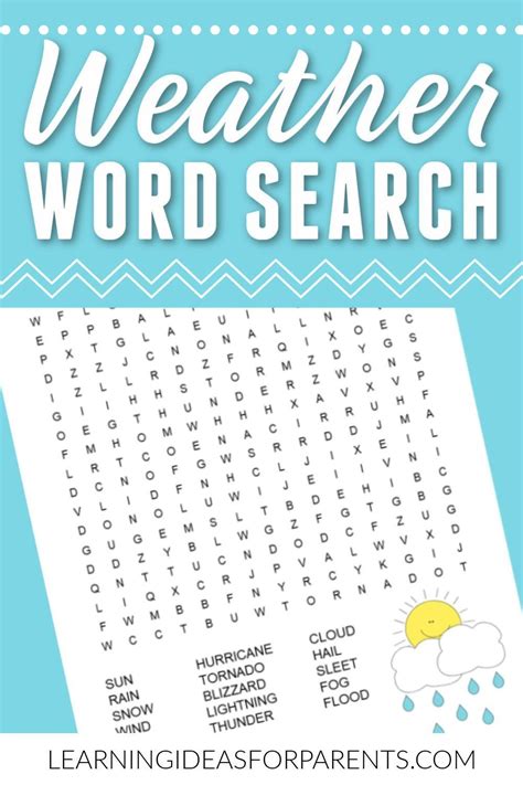Weather Word Search Free Printable Learning Ideas For Parents Weather Words Weather Word