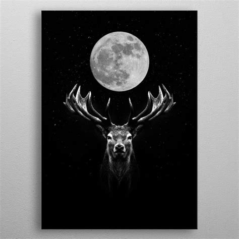 Moon Deer Wallpaper Poster By Mk Studio Displate Deer Wallpaper