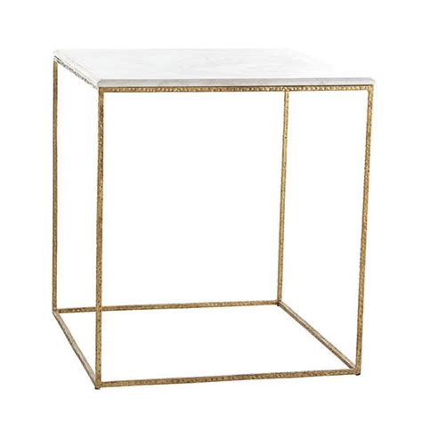 Marble Top Gold Leaf Frame Cube Side Table