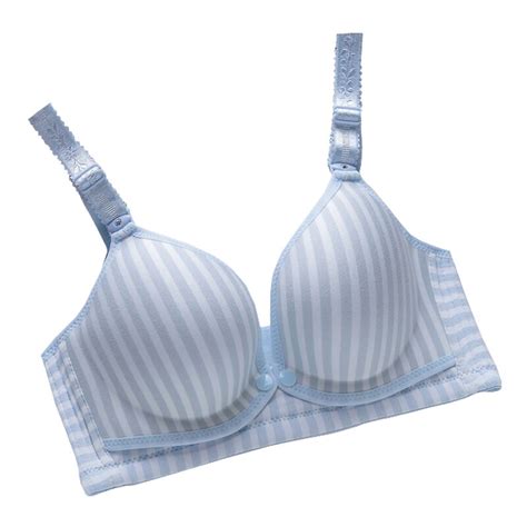 Maternity Nursing Bra Wire Free Breastfeeding Bras Front Open Pregnancy One Piece Stripes