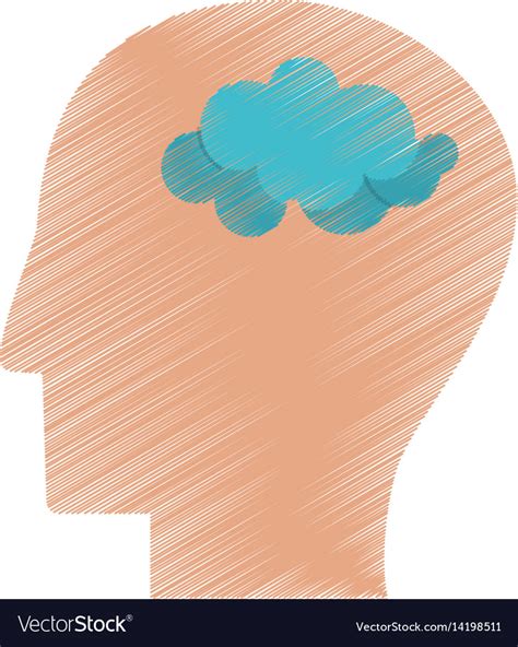 Drawing Profile Head Think Brain Royalty Free Vector Image