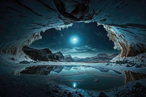 Premium Photo A Frozen Underground Lake With A Cavern Ceiling That