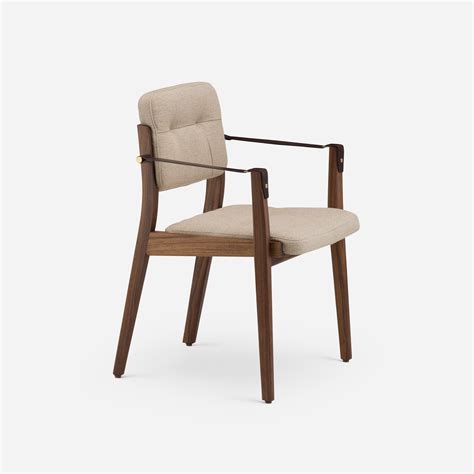 Capo Dining Armchair Danish Oiled Walnut Ecriture Brown Leather