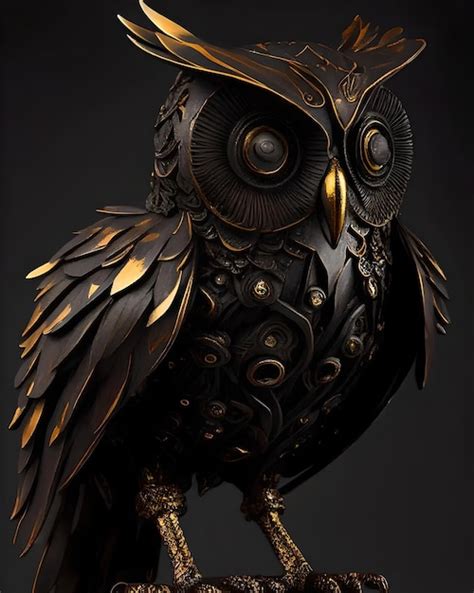 Premium AI Image Brutal Metal Owl