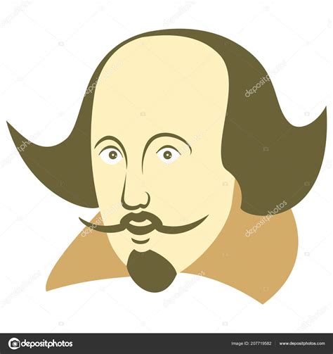 Vector Illustration William Shakespeare Cartoon Style Isolated White