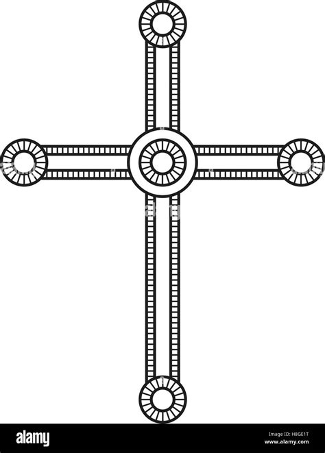 Symbol Of A Church Cross Christianity Religion Symbol Line Style