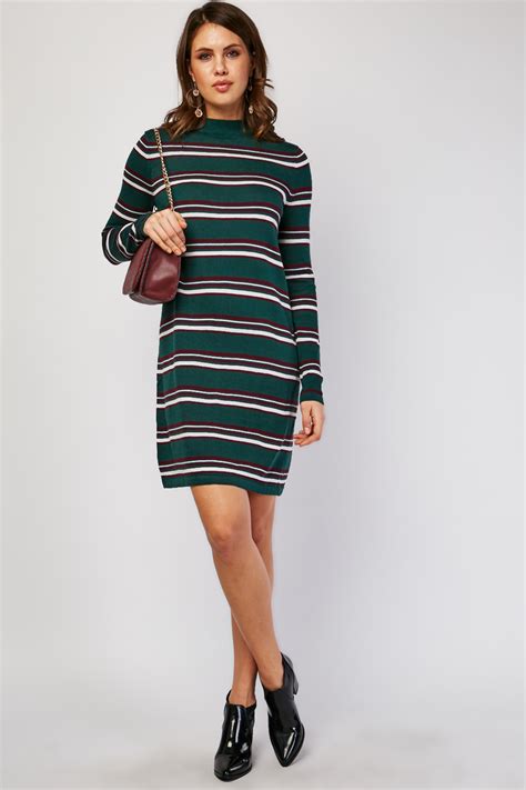 funnel neck stripe knit dress just 7