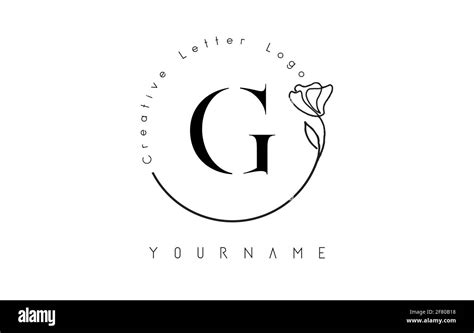 Creative Initial Letter G Logo With Lettering Circle Hand Drawn Flower