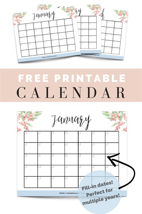 Free Printable Fill In Floral Calendar Free Printable Calendar