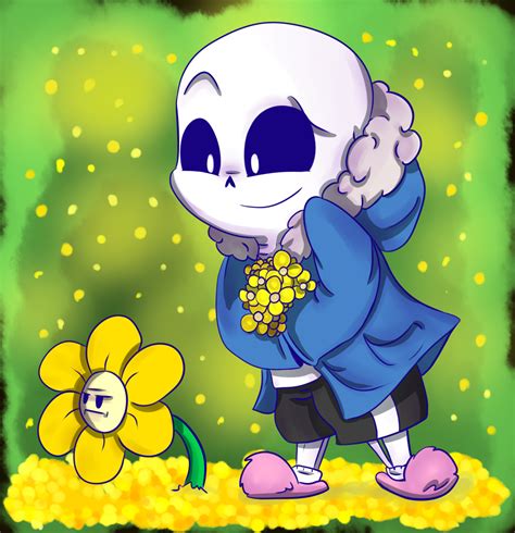 Flowey And Sansy By X Blackpearl X On Deviantart
