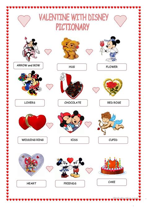 Valentine Pictionary Worksheet Free Esl Printable