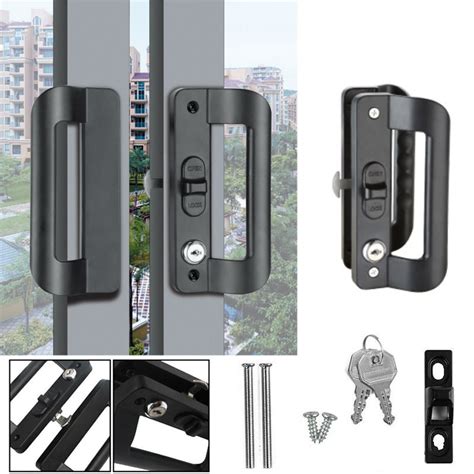 sliding glass patio door locks aluminum alloy double pull handle locker key ebay