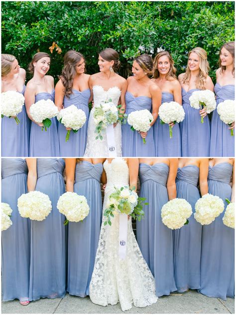 Identical Strapless Bridesmaid Dresses Cornflower Blue Bridal Party