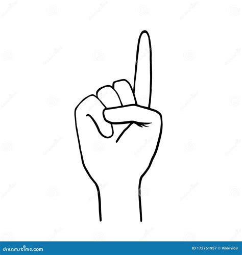 Index Finger Up Vector Linear Drawing By Hand Symbol Of The Hand