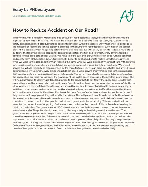 How To Reduce Accident On Our Road Report Essay Example Words Phdessay Com